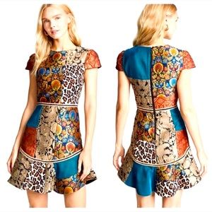 NWOT Alice + Olivia Rapunzel patchwork animal print brocade jacquard dress Sz 6